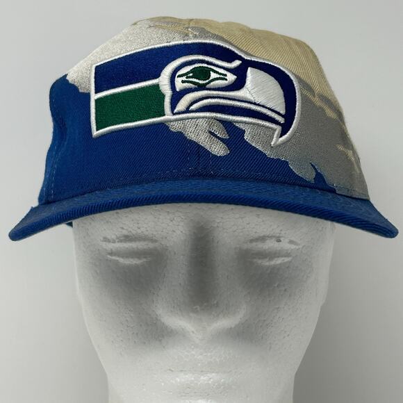 Seattle Seahawks Splash Hat Baseball Cap Mitchell and Ness Wool Snapback Blue - Picture 2 of 12